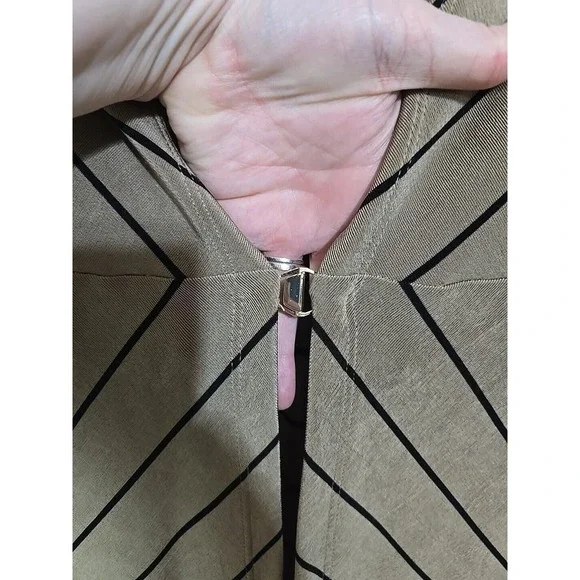 Chico's Travelers Brown Striped Clambake Long Sleeve Duster Jacket Womans 1 Med - Picture 3 of 5